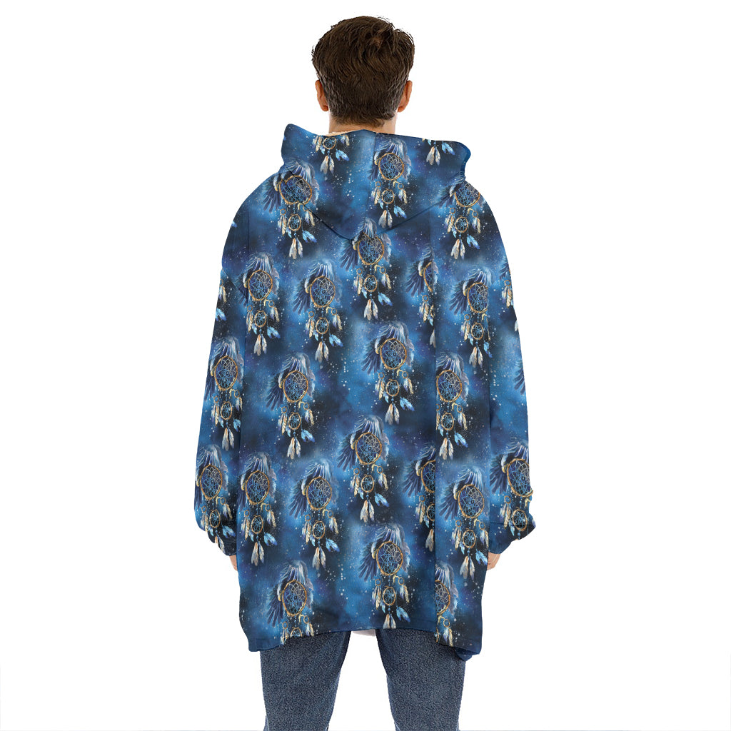 Blue Galaxy Dream Catcher Pattern Print Hoodie Blanket