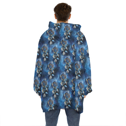 Blue Galaxy Dream Catcher Pattern Print Hoodie Blanket
