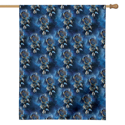 Blue Galaxy Dream Catcher Pattern Print House Flag