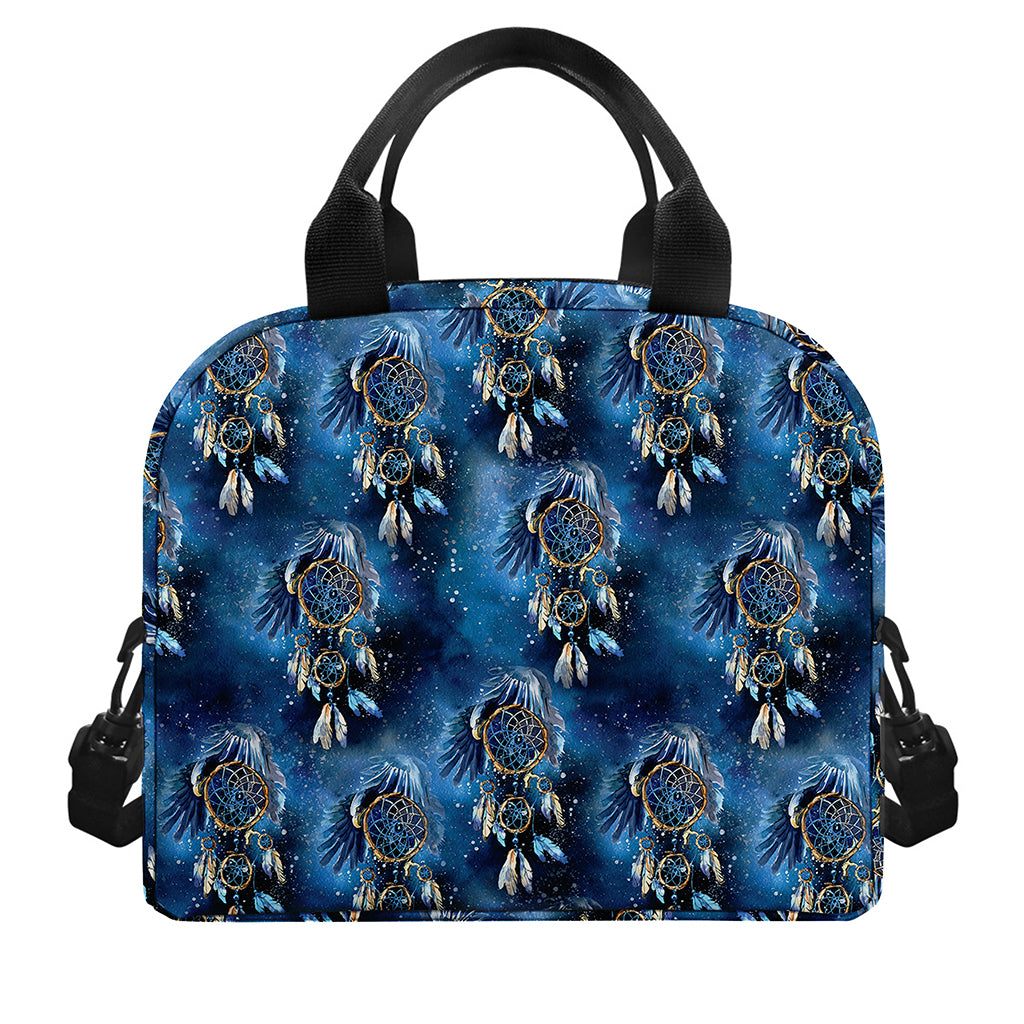 Blue Galaxy Dream Catcher Pattern Print Insulated Lunch Bag