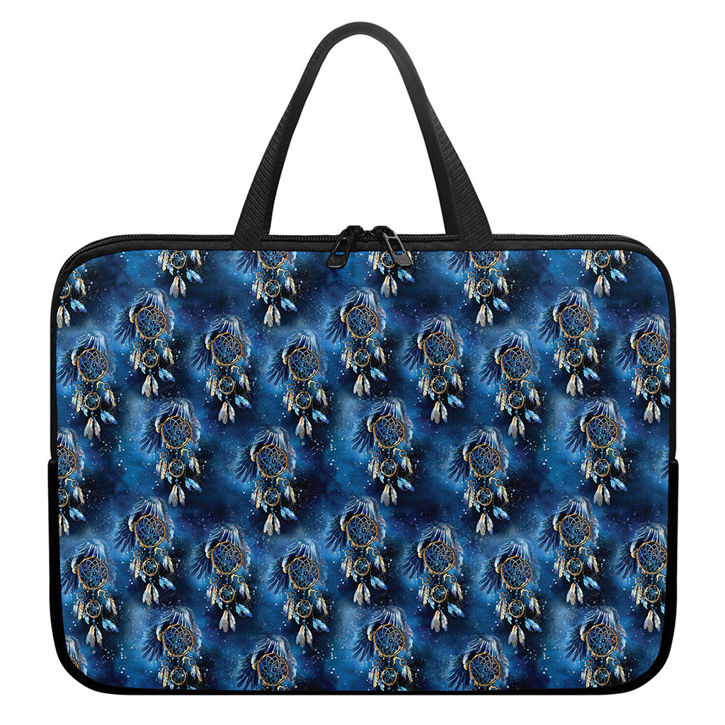 Blue Galaxy Dream Catcher Pattern Print Laptop Sleeve With Handle
