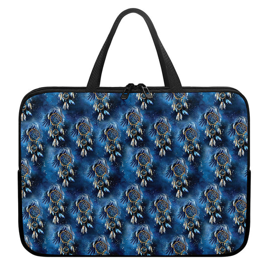 Blue Galaxy Dream Catcher Pattern Print Laptop Sleeve With Handle