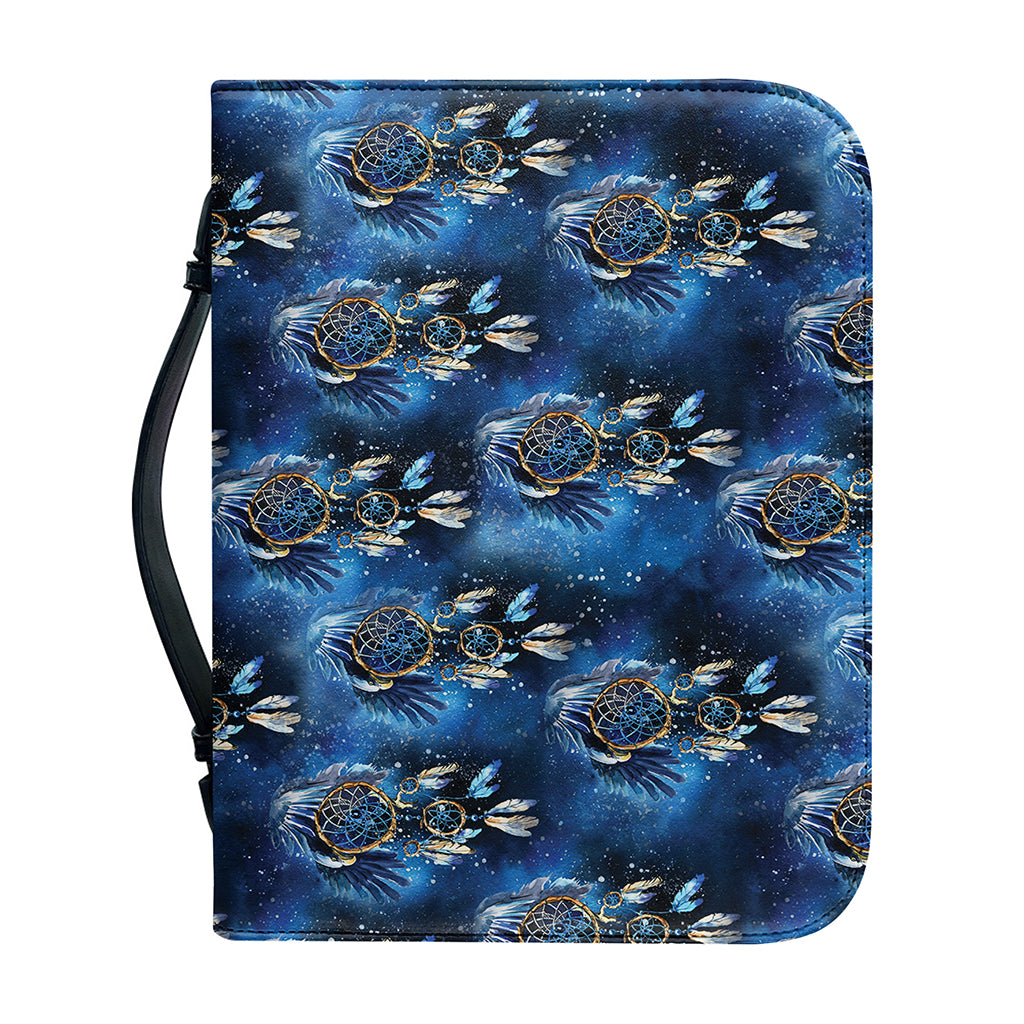 Blue Galaxy Dream Catcher Pattern Print Leather Bible Cover