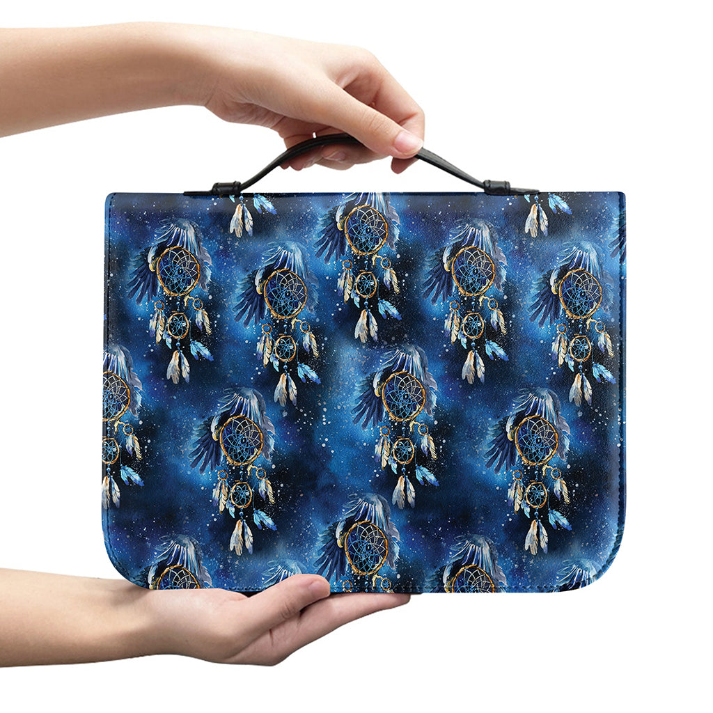 Blue Galaxy Dream Catcher Pattern Print Leather Bible Cover