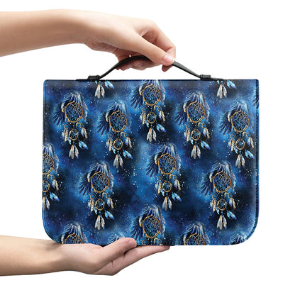 Blue Galaxy Dream Catcher Pattern Print Leather Bible Cover