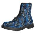 Blue Galaxy Dream Catcher Pattern Print Lace-Up Boots