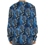 Blue Galaxy Dream Catcher Pattern Print Long Sleeve Baseball Jersey