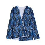 Blue Galaxy Dream Catcher Pattern Print Long Sleeve Short Coat