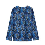 Blue Galaxy Dream Catcher Pattern Print Long Sleeve Short Coat