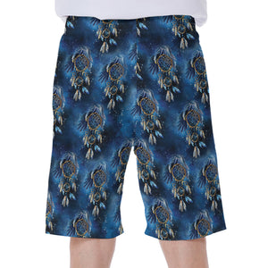 Blue Galaxy Dream Catcher Pattern Print Men's Beach Shorts