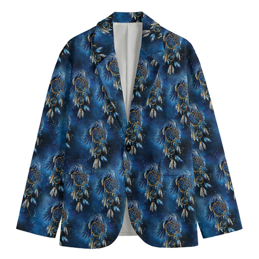 Blue Galaxy Dream Catcher Pattern Print Men's Blazer