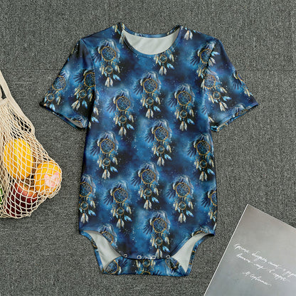 Blue Galaxy Dream Catcher Pattern Print Men's Bodysuit