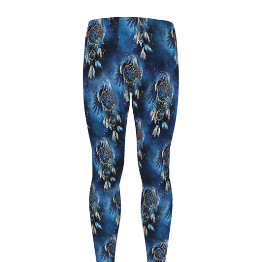 Blue Galaxy Dream Catcher Pattern Print Men's leggings