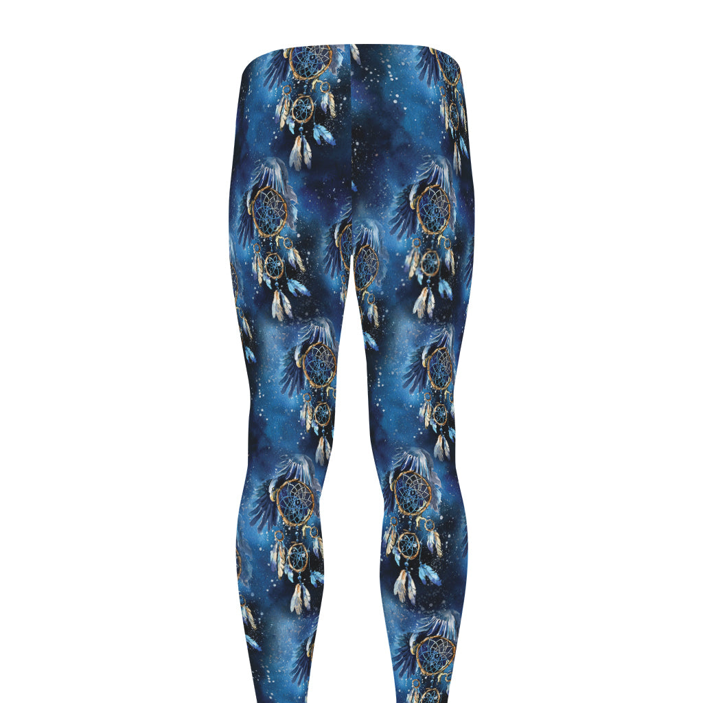 Blue Galaxy Dream Catcher Pattern Print Men's leggings