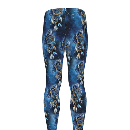 Blue Galaxy Dream Catcher Pattern Print Men's leggings