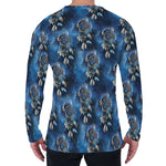Blue Galaxy Dream Catcher Pattern Print Men's Long Sleeve T-Shirt