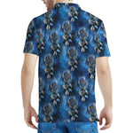 Blue Galaxy Dream Catcher Pattern Print Men's Polo Shirt