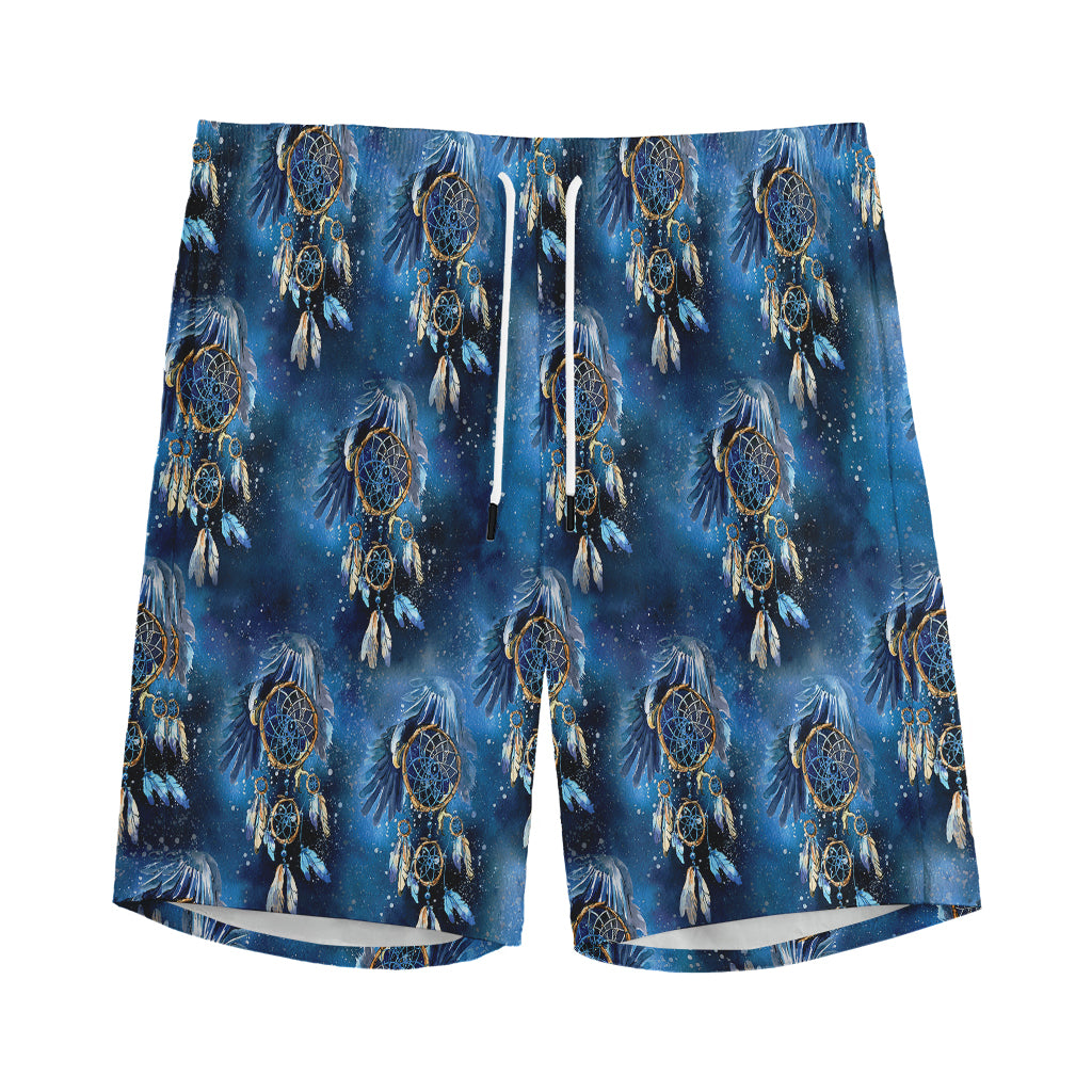 Blue Galaxy Dream Catcher Pattern Print Men's Sports Shorts