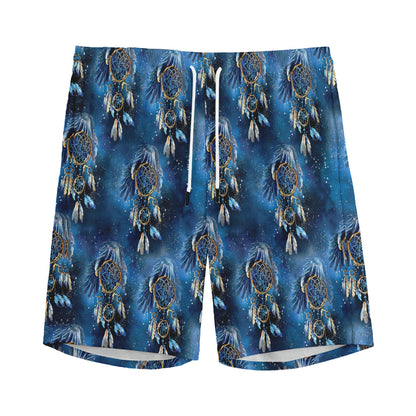 Blue Galaxy Dream Catcher Pattern Print Men's Sports Shorts