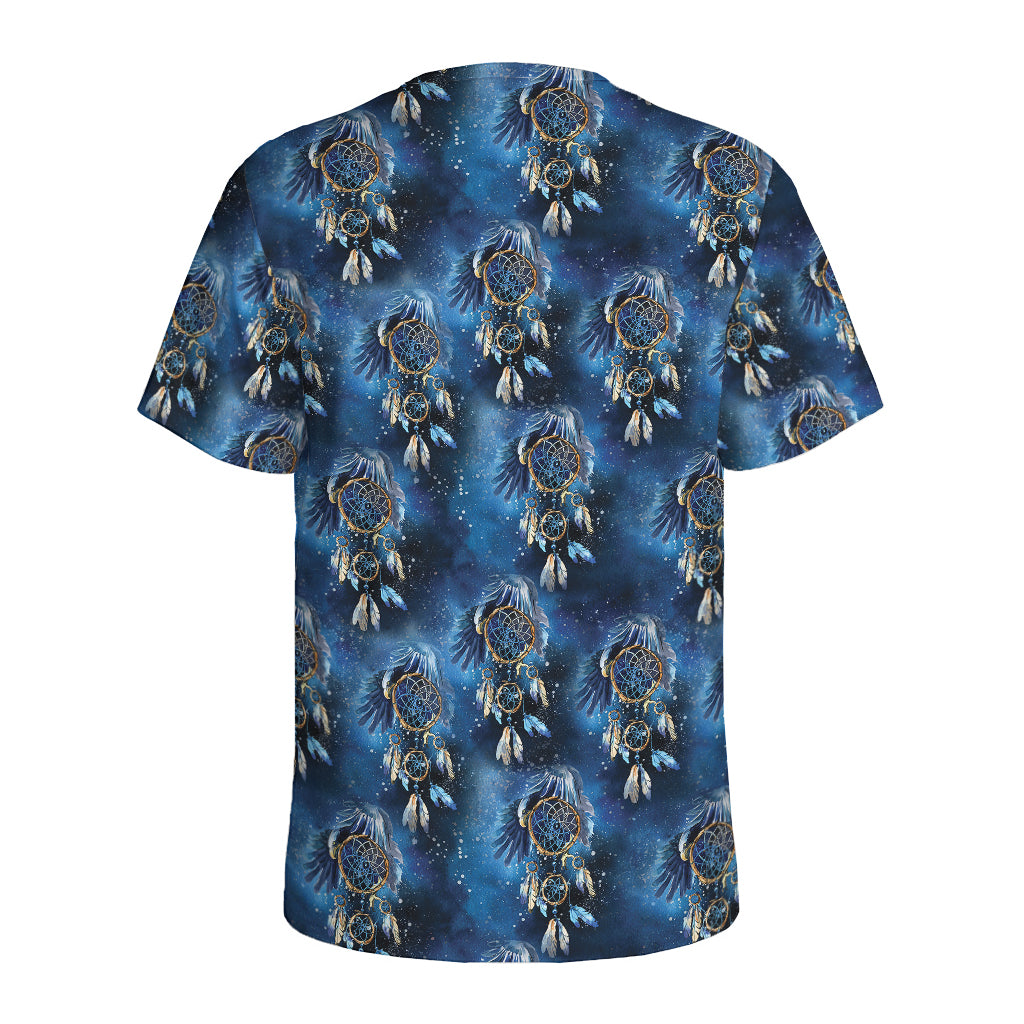 Blue Galaxy Dream Catcher Pattern Print Men's Sports T-Shirt