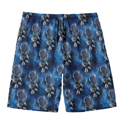 Blue Galaxy Dream Catcher Pattern Print Men's Swim Trunks