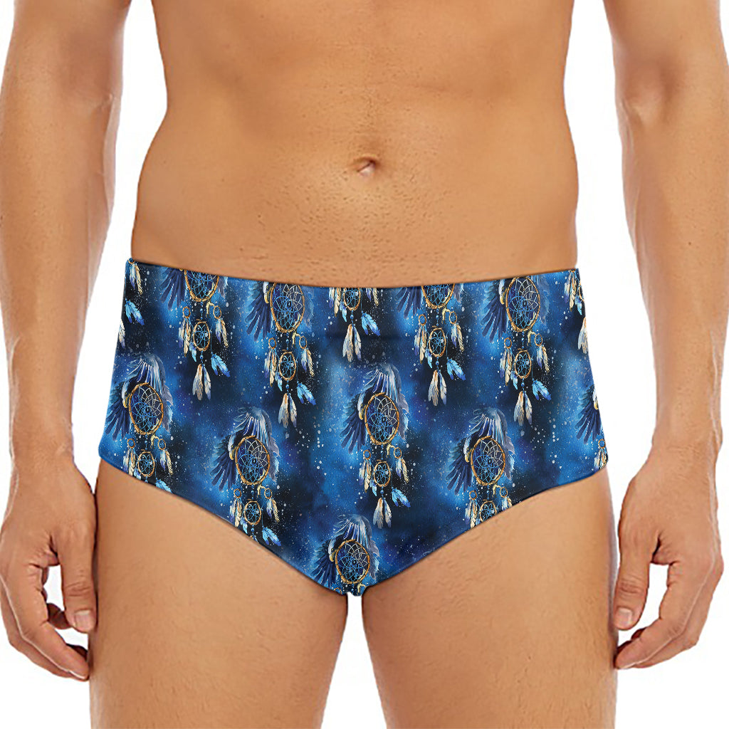 Blue Galaxy Dream Catcher Pattern Print Men's Triangle Swim Briefs
