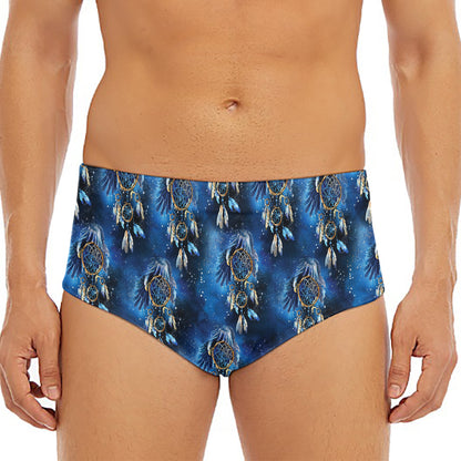 Blue Galaxy Dream Catcher Pattern Print Men's Triangle Swim Briefs