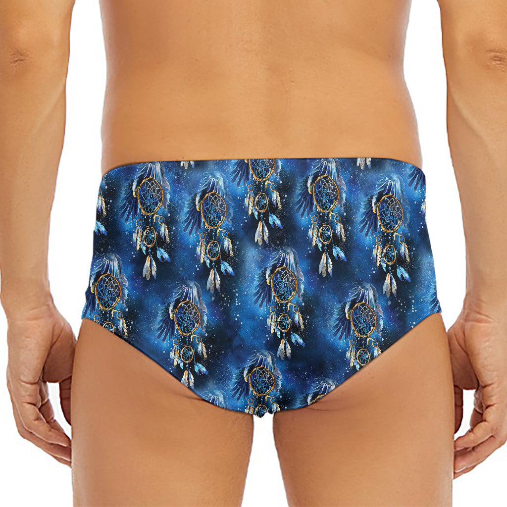 Blue Galaxy Dream Catcher Pattern Print Men's Triangle Swim Briefs