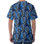 Blue Galaxy Dream Catcher Pattern Print Men's Velvet T-Shirt