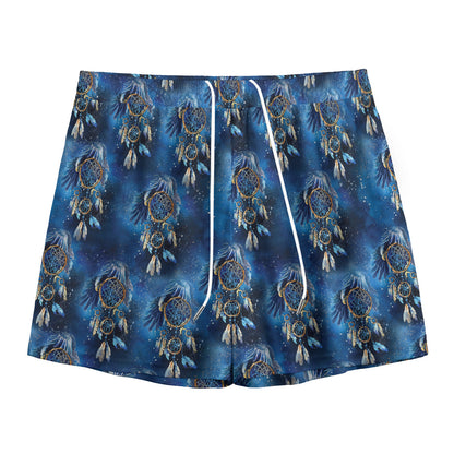 Blue Galaxy Dream Catcher Pattern Print Mesh Shorts