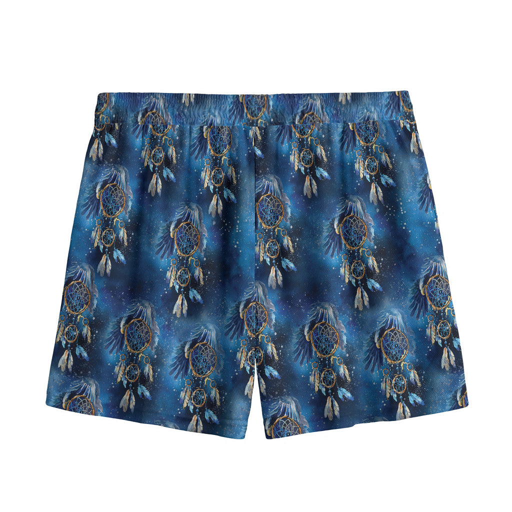 Blue Galaxy Dream Catcher Pattern Print Mesh Shorts