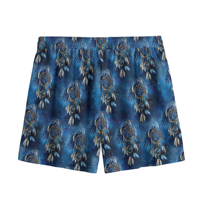 Blue Galaxy Dream Catcher Pattern Print Mesh Shorts