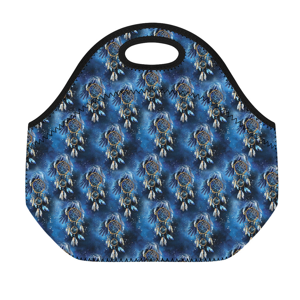 Blue Galaxy Dream Catcher Pattern Print Neoprene Lunch Bag