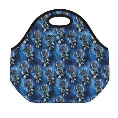 Blue Galaxy Dream Catcher Pattern Print Neoprene Lunch Bag