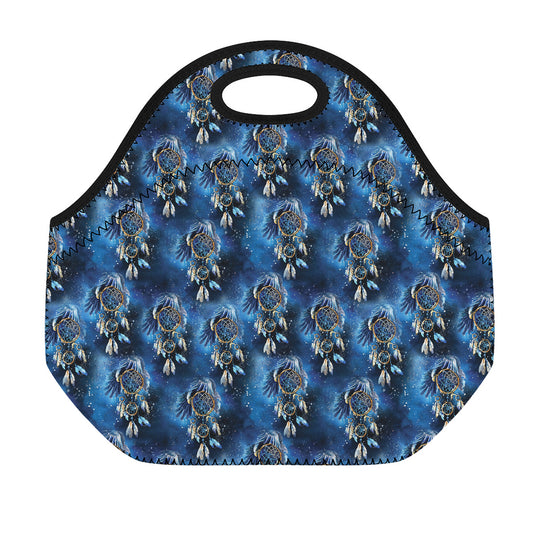 Blue Galaxy Dream Catcher Pattern Print Neoprene Lunch Bag