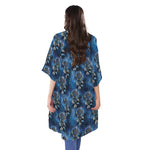 Blue Galaxy Dream Catcher Pattern Print Open Front Beach Cover Up