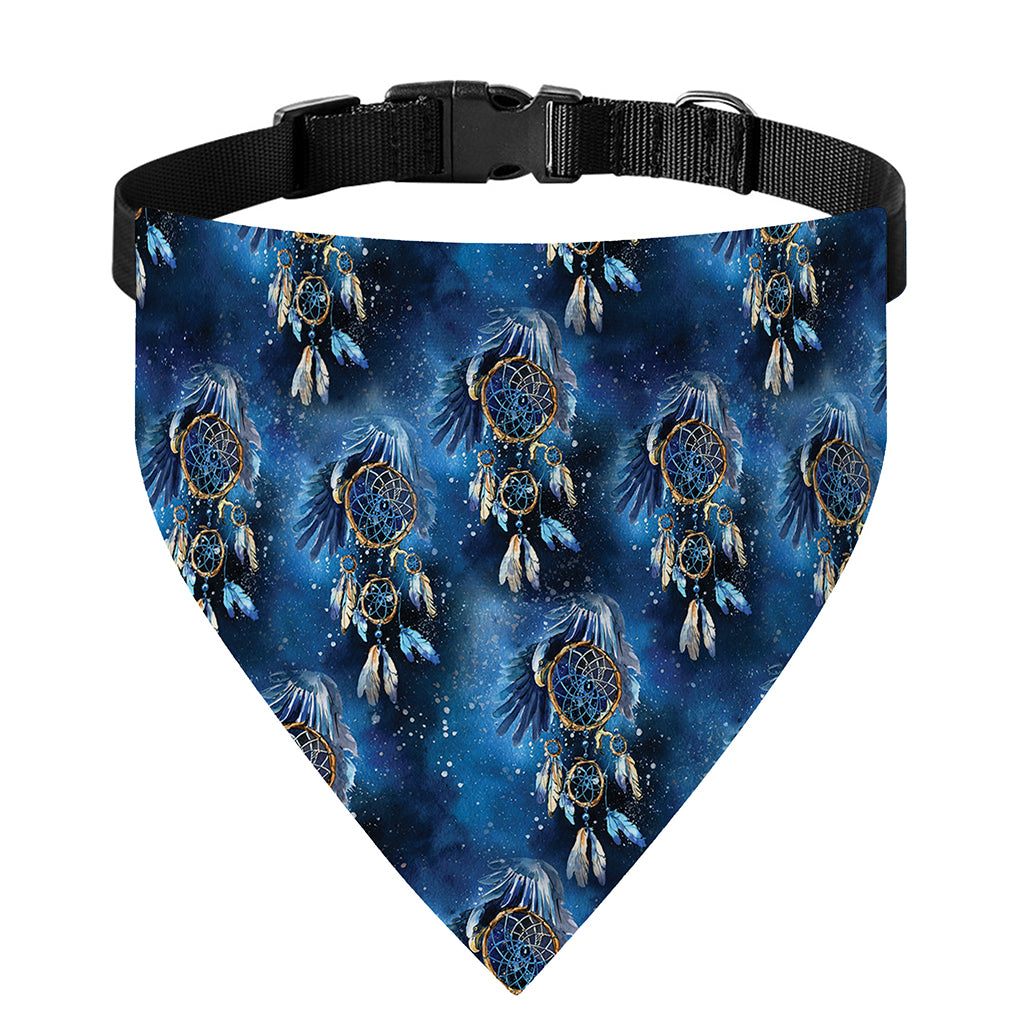 Blue Galaxy Dream Catcher Pattern Print Over The Collar Dog Bandana