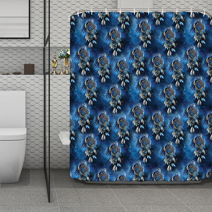 Blue Galaxy Dream Catcher Pattern Print Polyester Shower Curtain