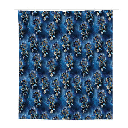 Blue Galaxy Dream Catcher Pattern Print Polyester Shower Curtain
