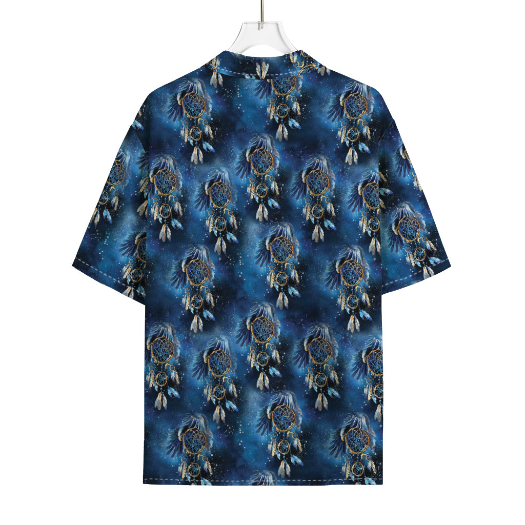Blue Galaxy Dream Catcher Pattern Print Rayon Hawaiian Shirt