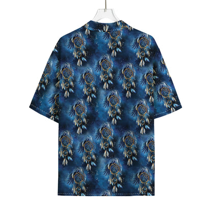 Blue Galaxy Dream Catcher Pattern Print Rayon Hawaiian Shirt