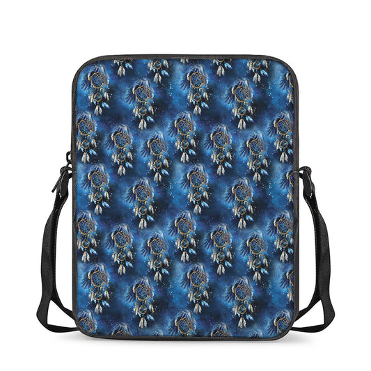 Blue Galaxy Dream Catcher Pattern Print Rectangular Crossbody Bag
