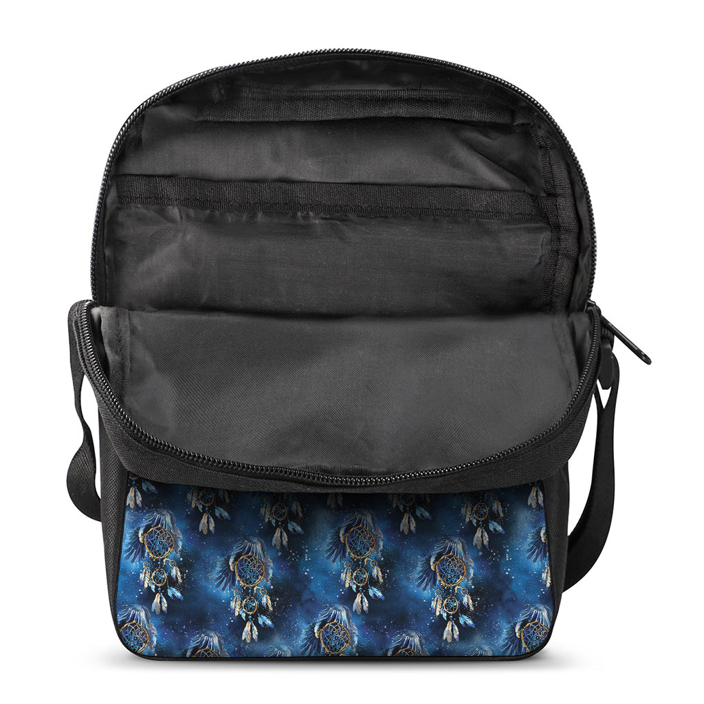 Blue Galaxy Dream Catcher Pattern Print Rectangular Crossbody Bag