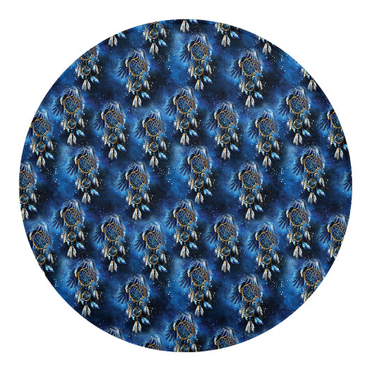 Blue Galaxy Dream Catcher Pattern Print Round Blanket