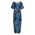 Blue Galaxy Dream Catcher Pattern Print Short Sleeve Long Nightdress