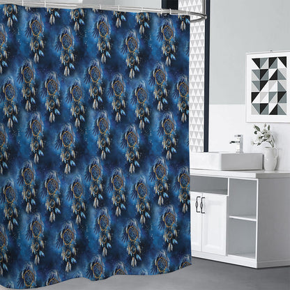 Blue Galaxy Dream Catcher Pattern Print Shower Curtain