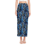 Blue Galaxy Dream Catcher Pattern Print Side Slit Maxi Skirt
