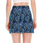 Blue Galaxy Dream Catcher Pattern Print Side Slit Mini Skirt