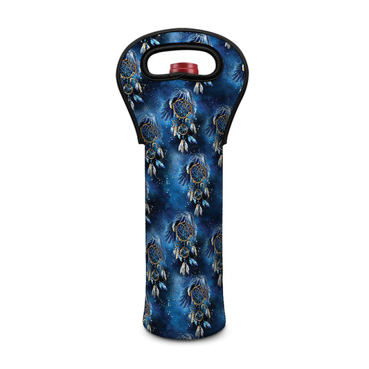 Blue Galaxy Dream Catcher Pattern Print Single Neoprene Wine Tote