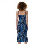 Blue Galaxy Dream Catcher Pattern Print Slim Fit Midi Cami Dress